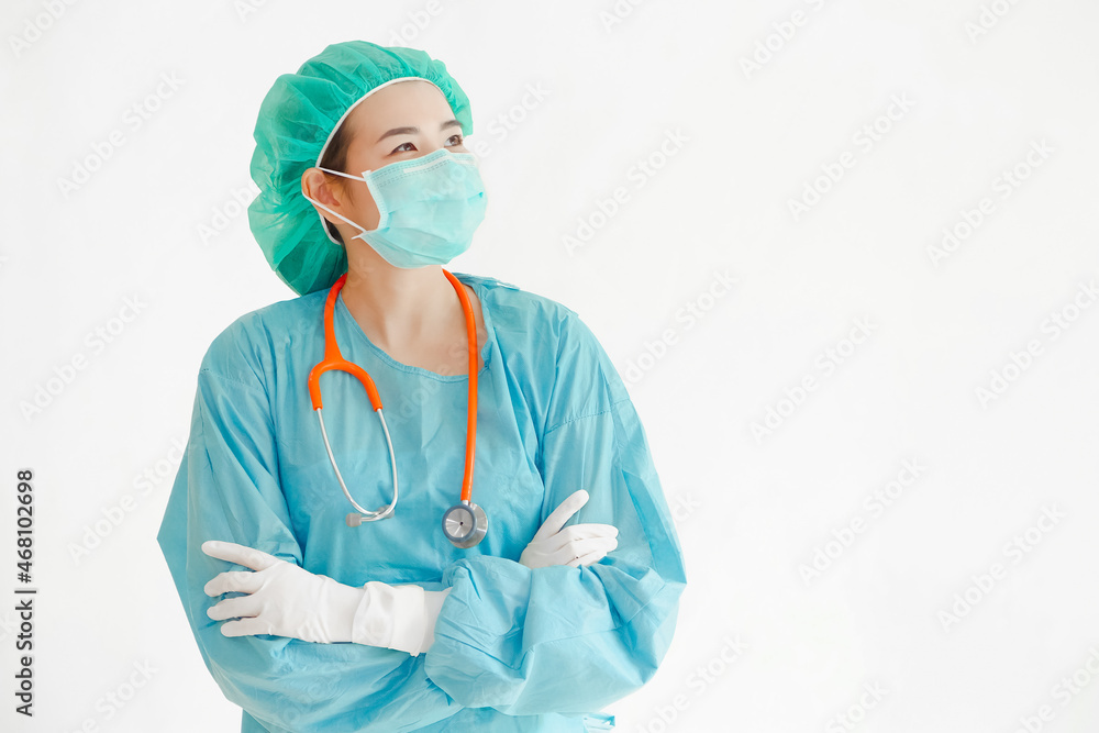 Doctor woman dressed in surgical uniform Doctor woman dressed in surgical uniform