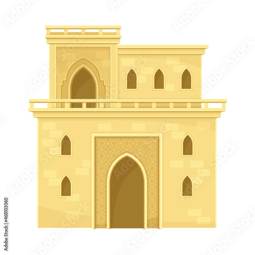 Traditional Arabic building. Middle East mud house vector illustration