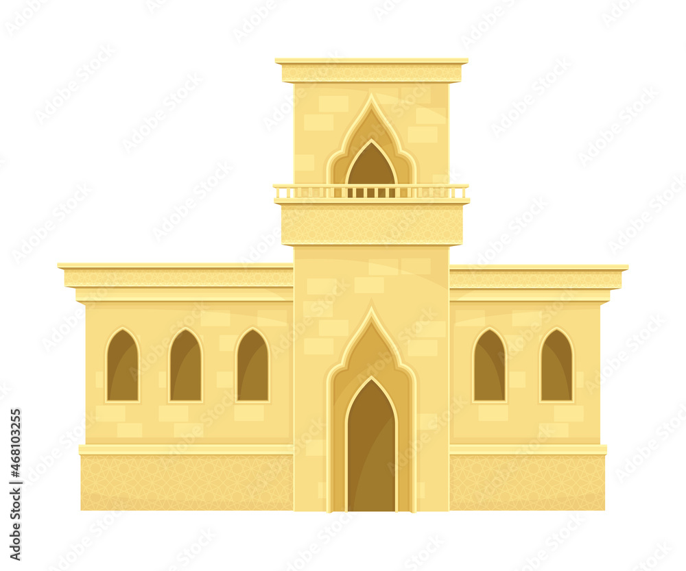 Fototapeta premium Traditional Arabic building. Middle East house vector illustration