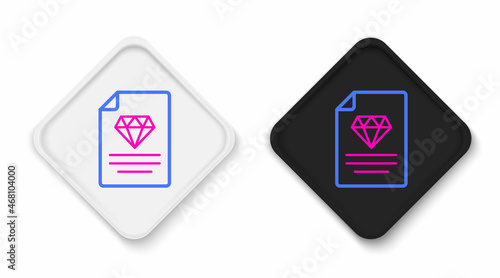 Line Certificate of the diamond icon isolated on white background. Colorful outline concept. Vector