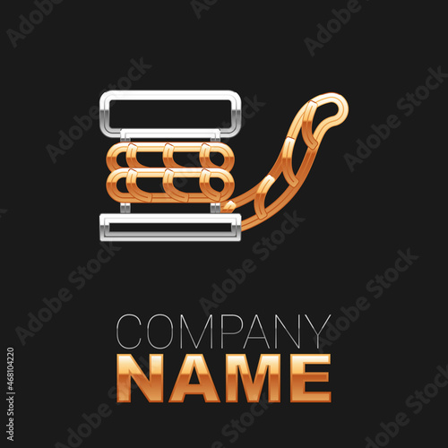 Line Marine bollard with rope tied on pier icon isolated on black background. Colorful outline concept. Vector