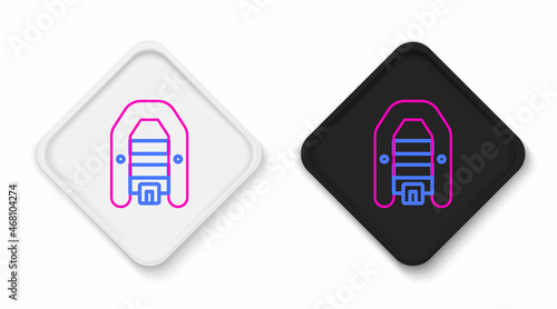 Line Inflatable boat with outboard motor icon isolated on white background. Colorful outline concept. Vector