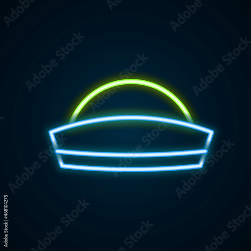 Glowing neon line Sailor hat icon isolated on black background. Colorful outline concept. Vector