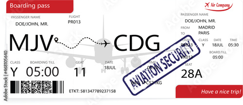Red vector airline passenger and baggage boarding pass ticket