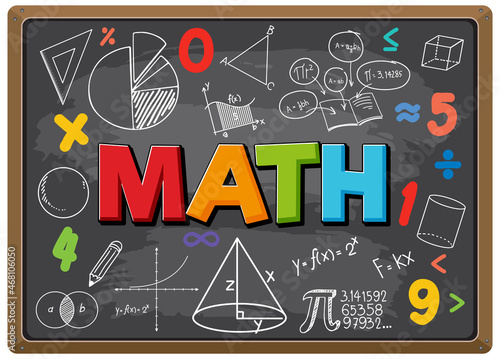 Math formula on blackboard isolated