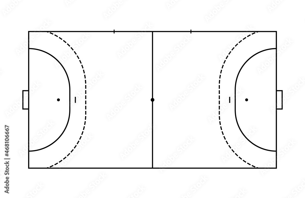 Handball field. Court, pitch and stadium for handball. White background
