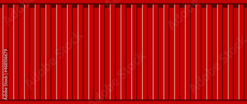 Cargo container background. Red texture of cargo container. Structure of metal for shipping on ship. Construction of trailer for export. Industry of heavy commercial transport for delivery. Vector
