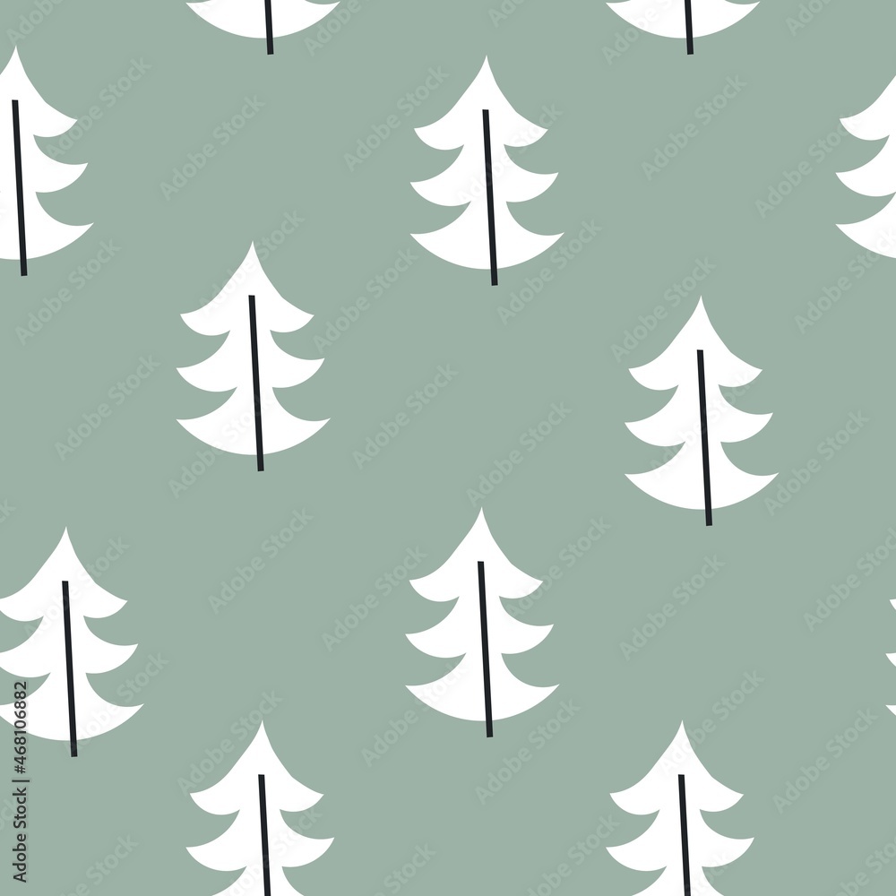 holiday seamless pattern with christmas tree. Colorful vector, flat style. hand drawing. design for fabric, print, wrapper
