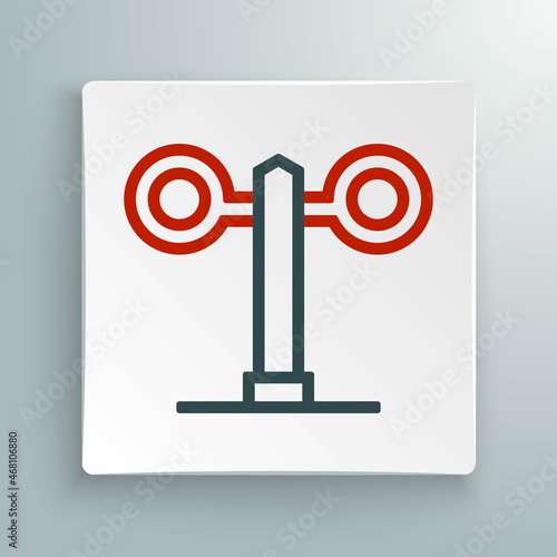 Line Train traffic light icon isolated on white background. Traffic lights for the railway to regulate the movement of trains. Colorful outline concept. Vector