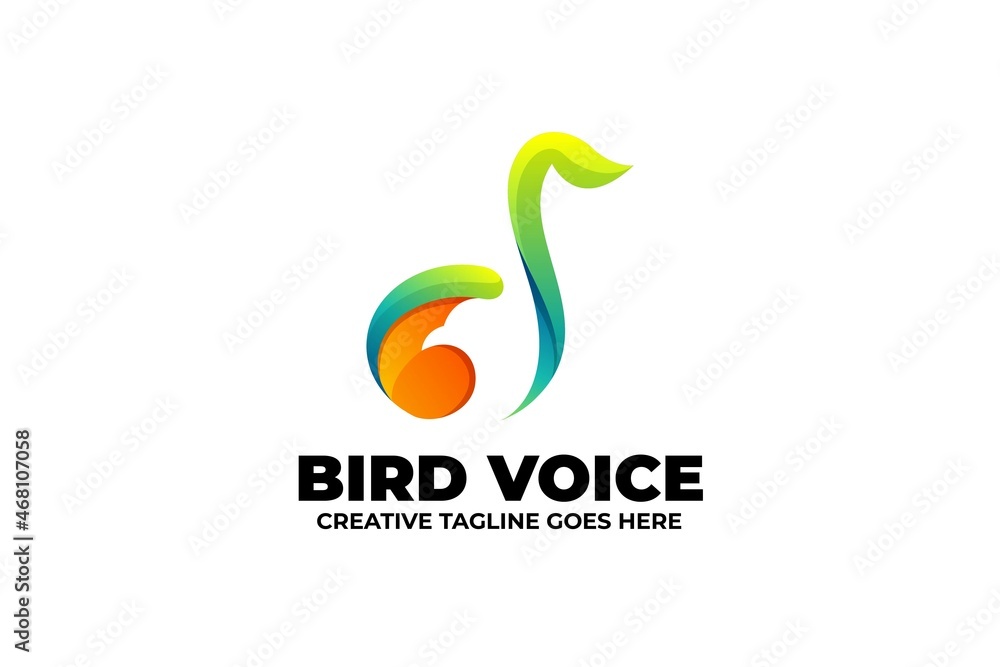 Bird Voice Music Note Gradient Business Logo Bird Voice Music Note Gradient Business Logo