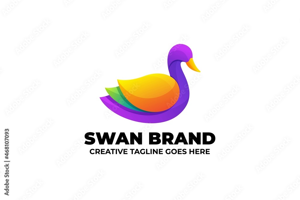 Beautiful Colorful Swan Duck Animal Gradient Logo Beautiful Colorful Swan Duck Animal Gradient Logo