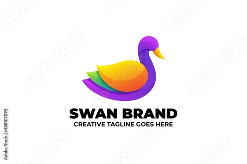 Beautiful Colorful Swan Duck Animal Gradient Logo