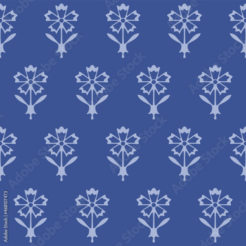 Japanese Flower Stem Motif Vector Seamless Pattern