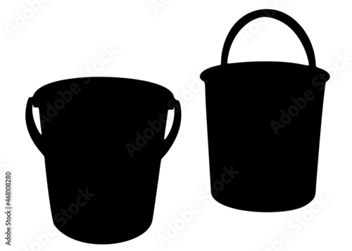 Large  buckets. Vector image.