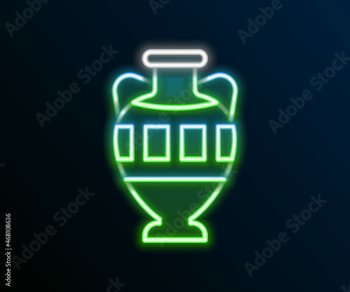 Glowing neon line Ancient amphorae icon isolated on black background. Colorful outline concept. Vector