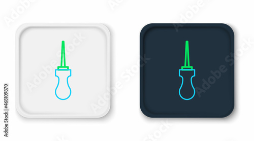 Line Awl tool with wooden handle icon isolated on white background. Work equipment tailor industry. Colorful outline concept. Vector