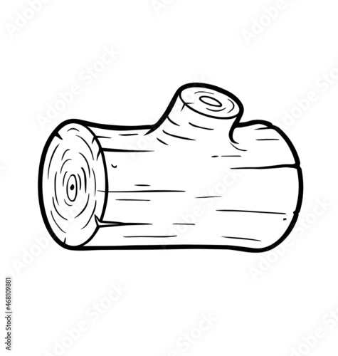 simple cartoon log wood line art outline