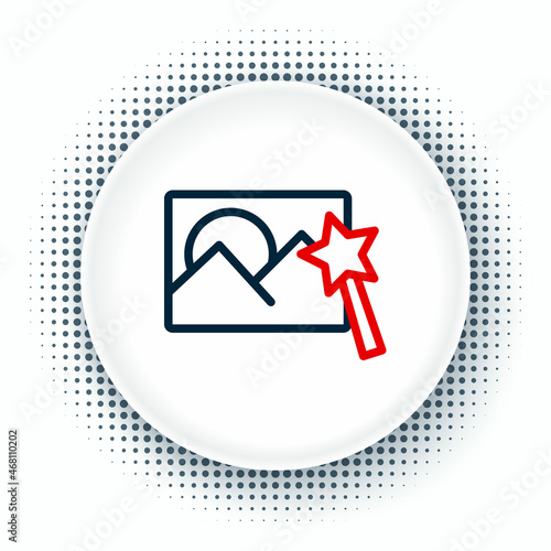 Line Photo retouching icon isolated on white background. Photographer, photography, retouch icon. Colorful outline concept. Vector
