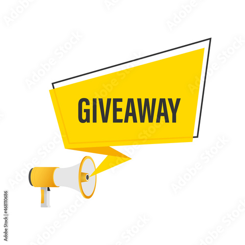 Modern flat style template with giveaway megaphone for banner design. Social media like icon concept. Vector illustration