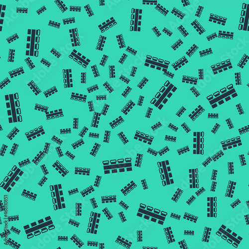 Black Hunting cartridge belt with cartridges icon isolated seamless pattern on green background. Bandolier sign. Hunter equipment, armament. Vector