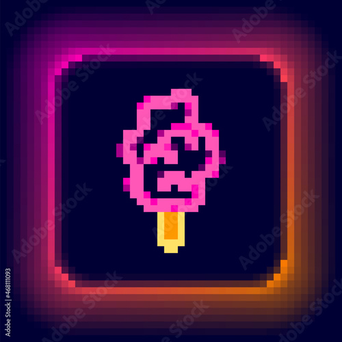 Glowing neon line Cotton candy icon isolated on black background. Colorful outline concept. Vector