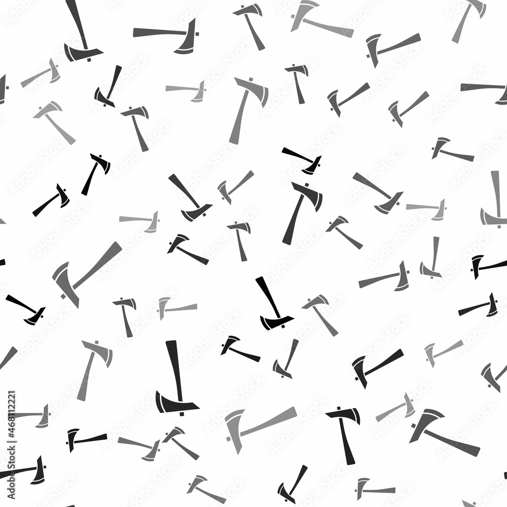 Black Firefighter axe icon isolated seamless pattern on white background. Fire axe. Vector Black Firefighter axe icon isolated seamless pattern on white background. Fire axe. Vector