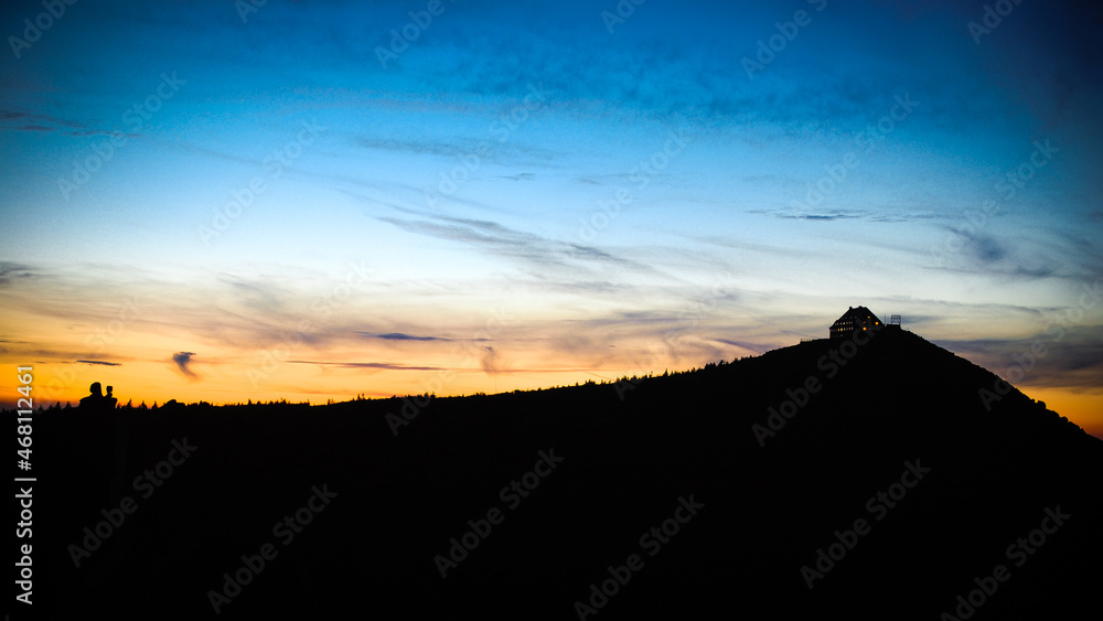Mountain landscape at sunset, Giant Mountains, Poland Mountain landscape at sunset, Giant Mountains, Poland