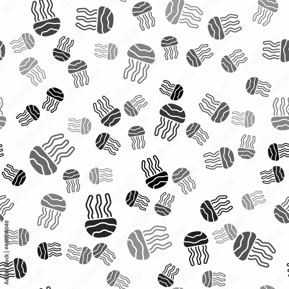 Black Jellyfish icon isolated seamless pattern on white background. Vector Black Jellyfish icon isolated seamless pattern on white background. Vector