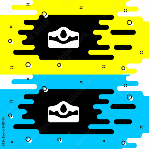 White Acne icon isolated on black background. Inflamed pimple on the skin. The sebum in the clogged pore promotes the growth of a bacteria. Vector