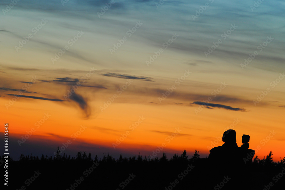 Fototapeta premium Mountain landscape at sunset, Giant Mountains, Poland