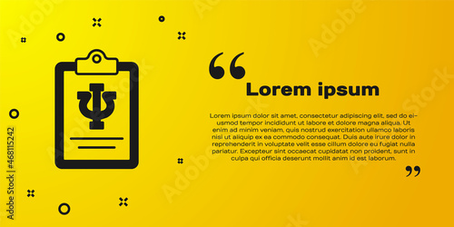 Black Psychology icon isolated on yellow background. Psi symbol. Mental health concept, psychoanalysis analysis and psychotherapy. Vector