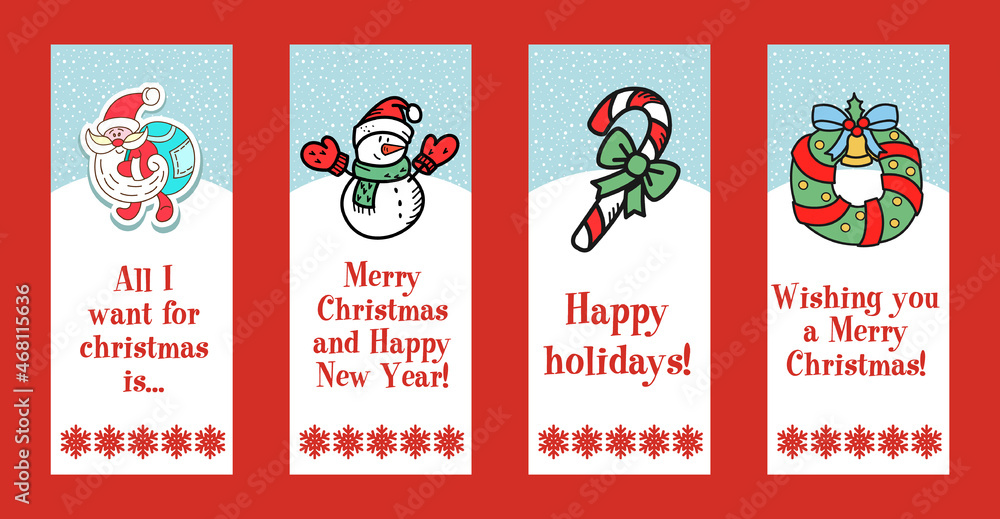 Obraz premium A set of Christmas illustrations.