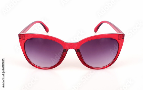 Red sunglasses isolated on white background for applying on a portrait © Elena