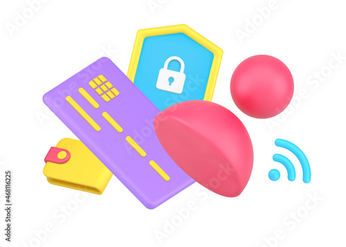 Security of personal financial identification information banking e money with wallet and skittle