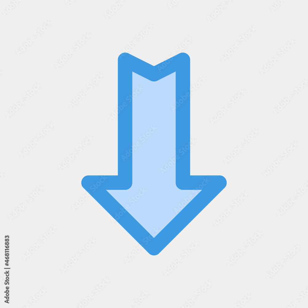 Down arrow icon vector illustration in blue style, use for website mobile app presentation Down arrow icon vector illustration in blue style, use for website mobile app presentation