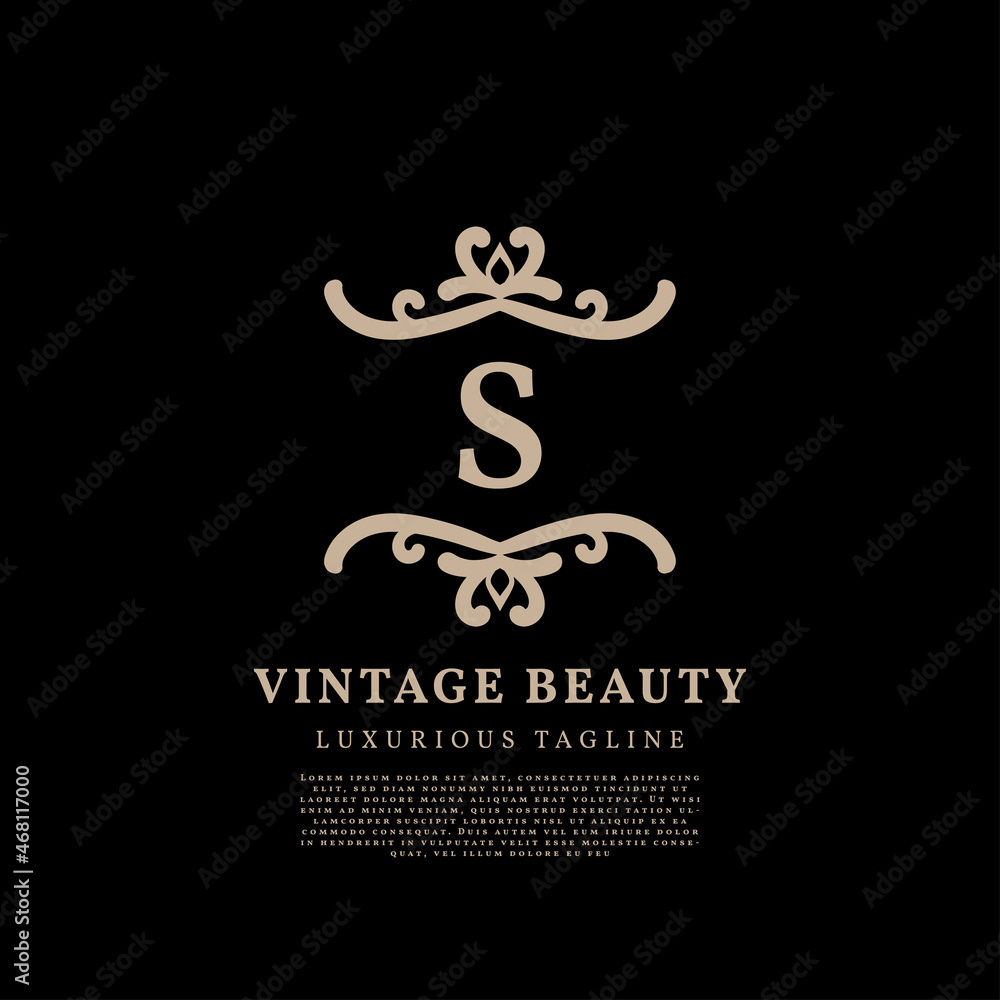 letter S simple crest luxury vintage vector logo design for beauty care ...