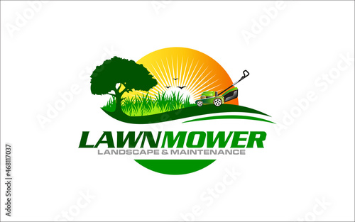Illustration vector graphic of lawn care, landscape, grass concept logo design template