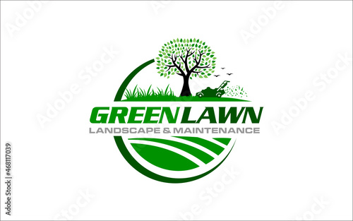 Illustration vector graphic of lawn care, landscape, grass concept logo design template