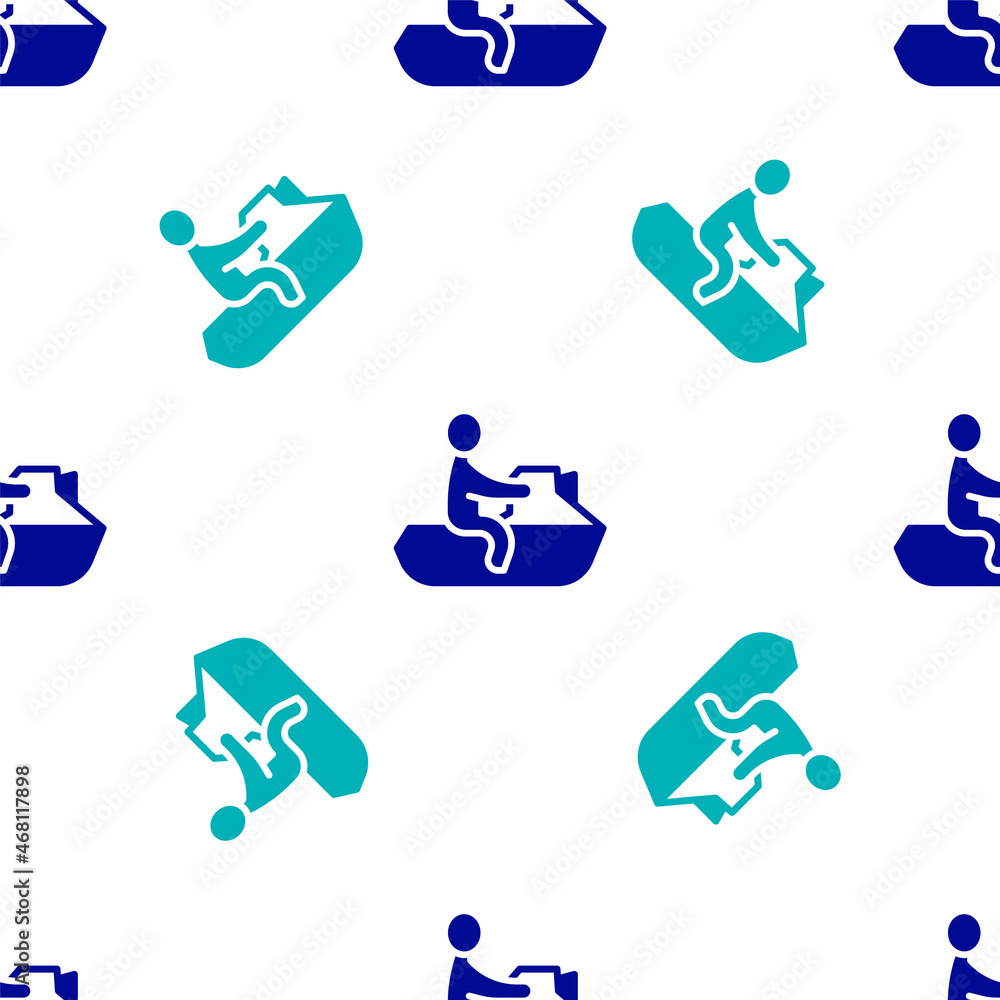Blue Jet ski icon isolated seamless pattern on white background. Water scooter. Extreme sport. Vector Blue Jet ski icon isolated seamless pattern on white background. Water scooter. Extreme sport. Vector