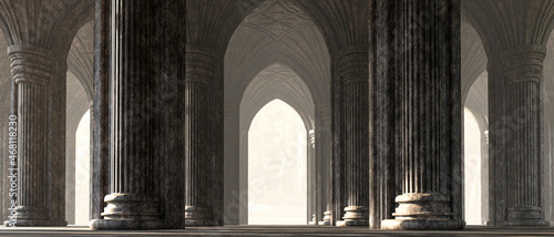 Fotografie, Obraz Large hall with columns
