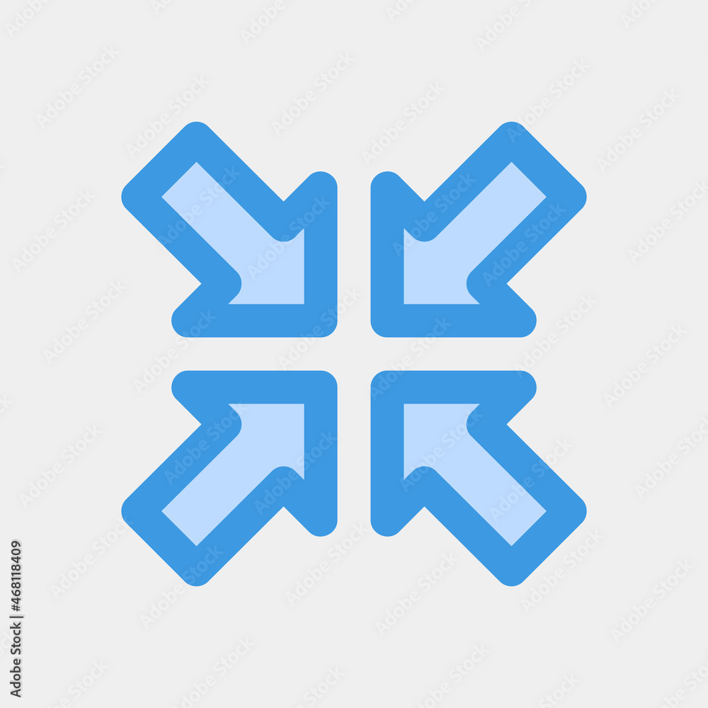 Minimize arrow icon vector illustration in blue style, use for website mobile app presentation Minimize arrow icon vector illustration in blue style, use for website mobile app presentation