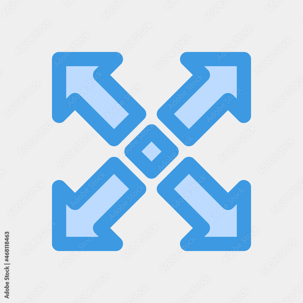 Maximize arrow icon vector illustration in blue style, use for website mobile app presentation
