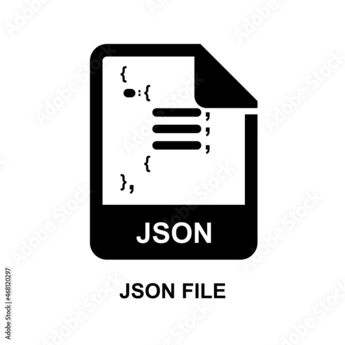 JSON file format icon isolated on white background vector illustration.