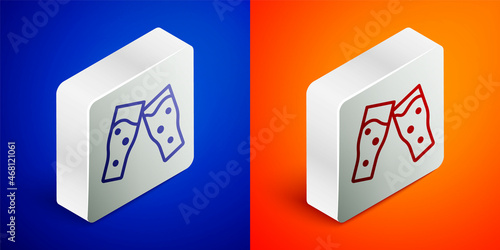 Isometric line Glass of beer icon isolated on blue and orange background. Silver square button. Vector © Kostiantyn