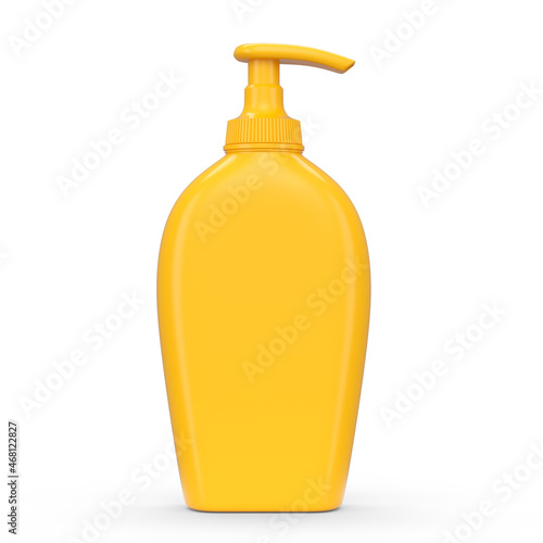 Orange sunscreens bottle or sunblock cream tube isolated on white background.