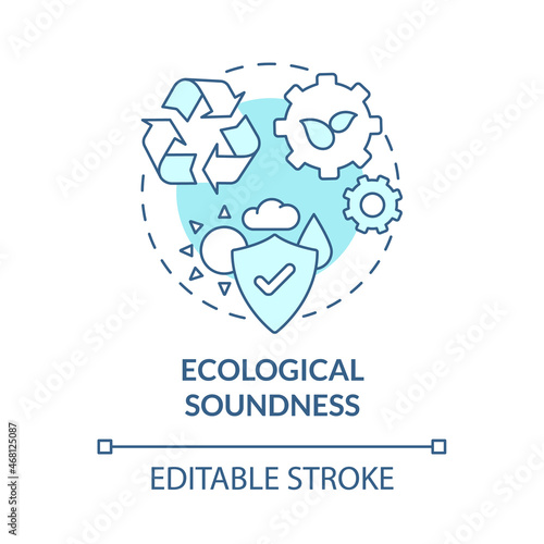 Ecological soundness blue concept icon. Sustainable production. Eco friendly. Operations managment abstract idea thin line illustration. Vector isolated outline color drawing. Editable stroke