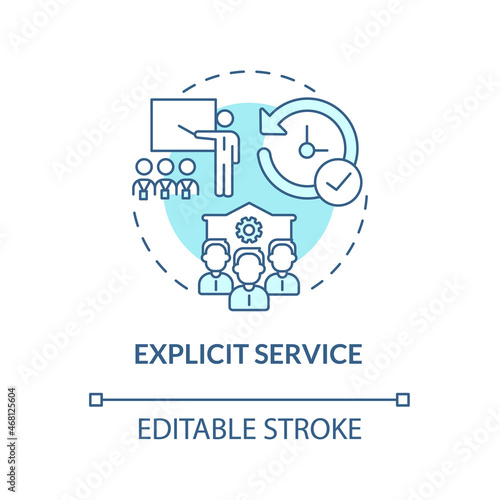 Explicit service blue concept icon. Observable features of product. Facilitate goods. Operations management abstract idea thin line illustration. Vector isolated outline color drawing. Editable stroke