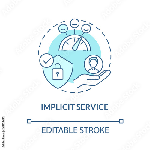 Implicit service blue concept icon. Product quality and customer satisfaction. Operations management abstract idea thin line illustration. Vector isolated outline color drawing. Editable stroke