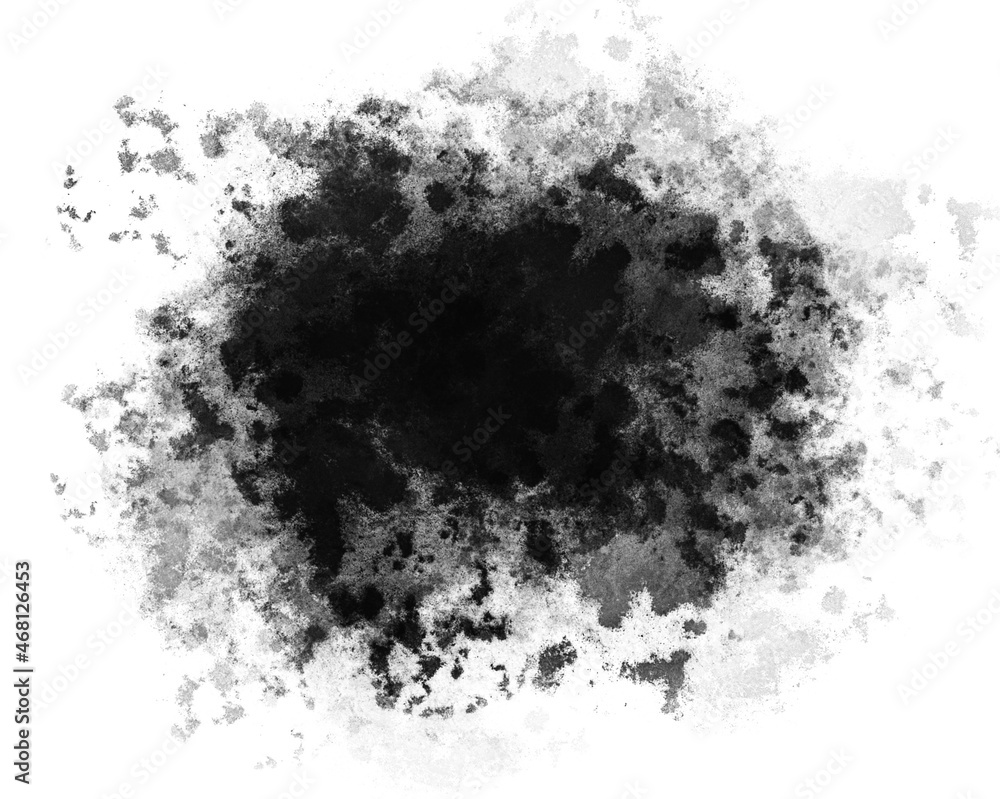 Obraz premium Black and white texture, spot of watercolor paint spray chaotic splashes