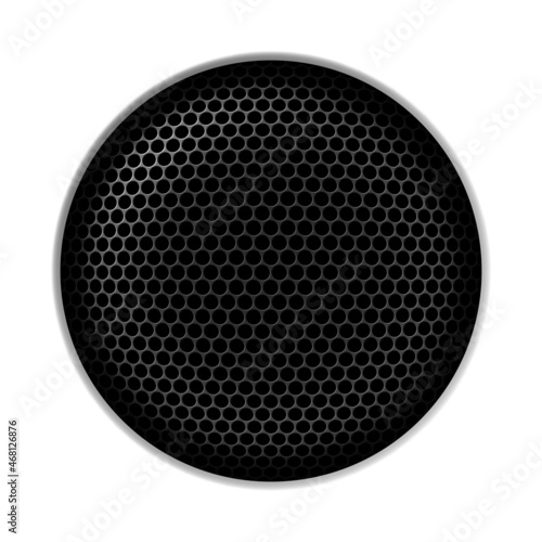 Protective speaker grill on white background. Grid on dark background with shadows and highlights. Vector illustration.